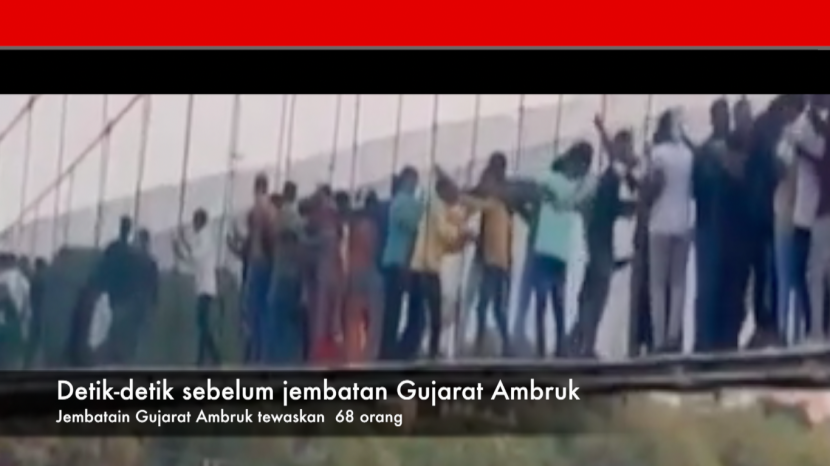 Update Terbaru Video Sebelum Ambruk Ada Orang Berjingkrak-Jingkrak di Jembatan Gujarat